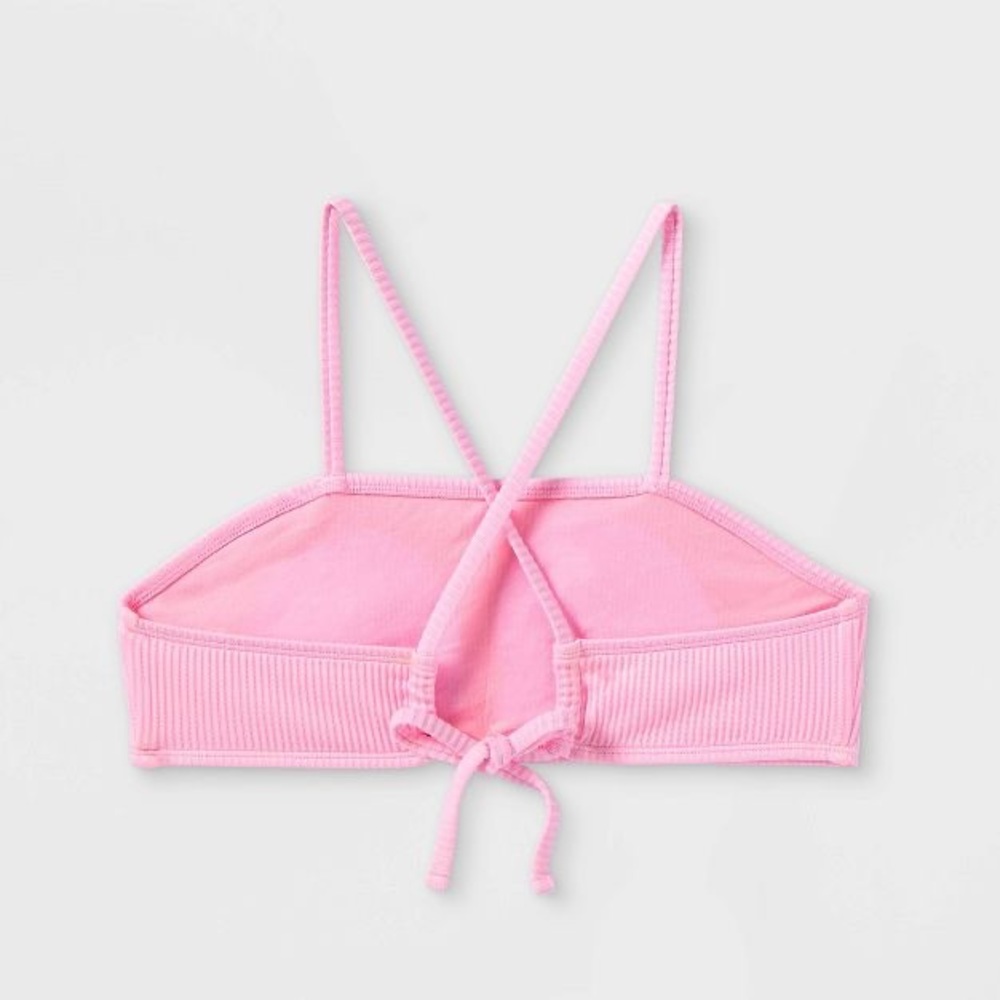 Girls Bandeau Ribbed Top & High Rise Hipster Ribbed Bottom Bikini Swim Set L - Picture 4 of 10